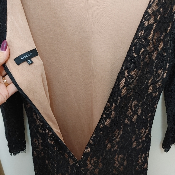 Aritzia Babaton Black Dress 10 Lace Nude lining - Picture 6 of 11